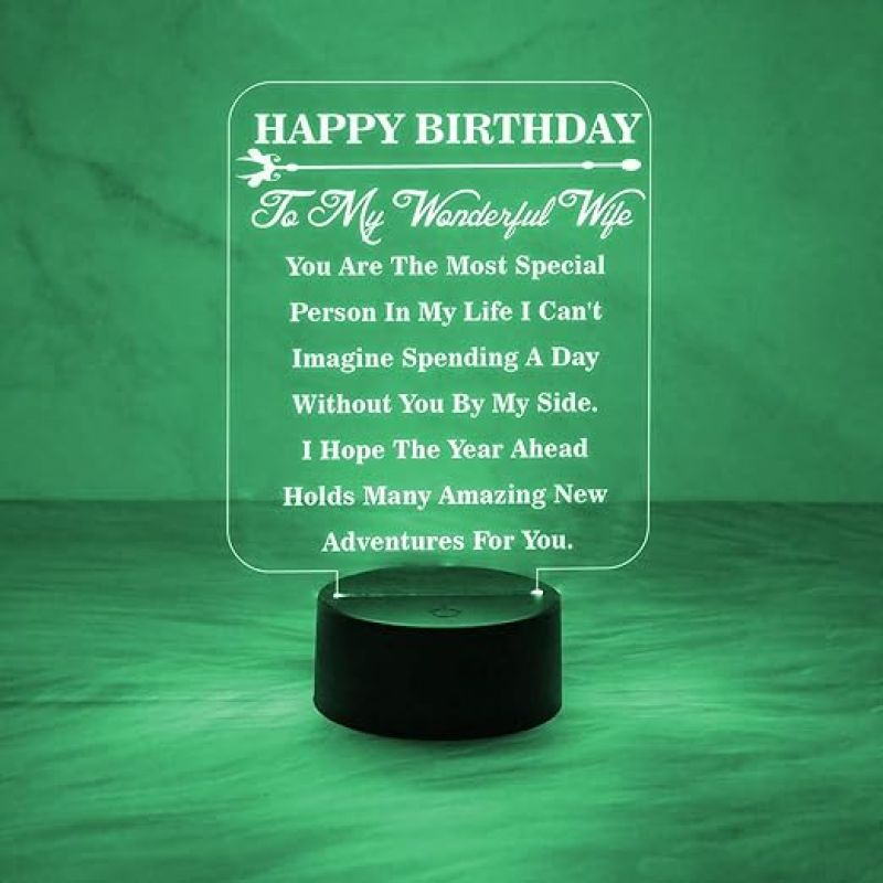 Happy Birthday to My Wonderful Wife Gift Led Lamp | 7 Color Changing Light with On/Off Touch Button |